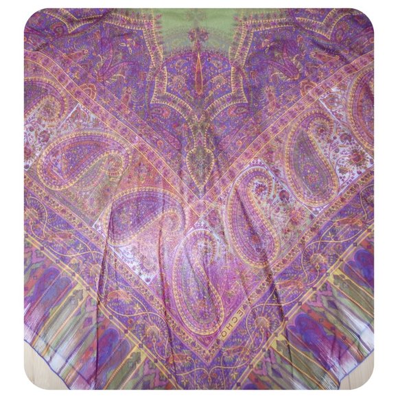 ECHO 100% Silk Handkerchief Scarf Blouse Poncho - Picture 11 of 14